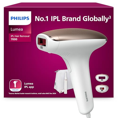 Philips Lumea 7000 Series, IPL Hair Removal Device, Laser Hair Removal Alternative, with Satin Compact Pen Trimmer, 2 Attachments for Body and Face, Model BRI921/00