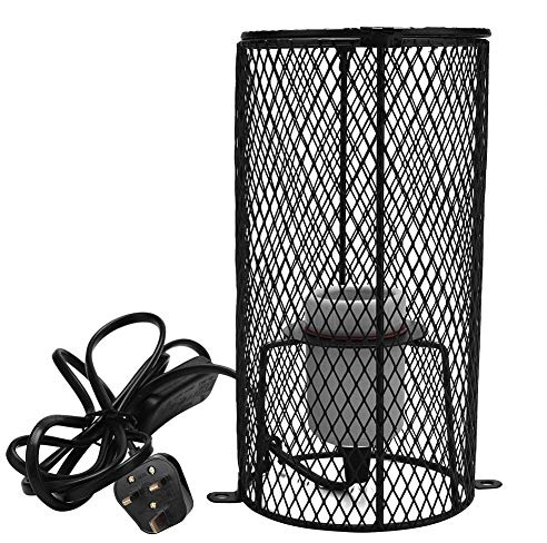 Tnfeeon E27 Reptile Heat Lamp with Guard, Pet Ceramic Heating Lamp Heater Holder Reptile Infrared Heat Bulb with Power Switch for Lizards Tortoise Chicken Amphibian Poultry