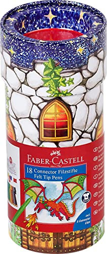 Faber-Castell 155518 - Filzstift Connector, 18er Metallbox Schloss