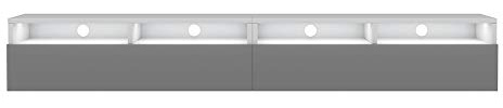Selsey Rednaw Meuble TV Moderne pour Salon, Debout/Suspendu, 200 cm de Large (Blanc Mat/Gris Brillant, avec LED)