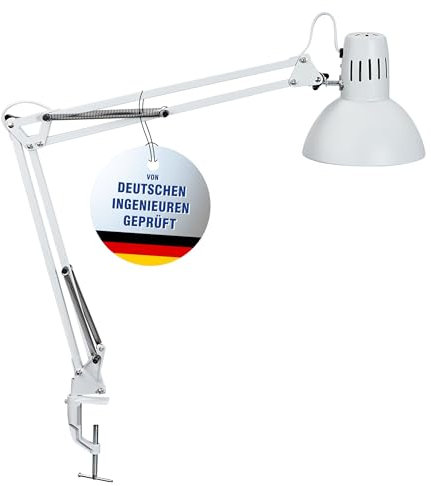 Maul Lampada da scrivania MAULstudy | Lampada a morsetto regolabile con braccio snodato per ufficio e scrivania | Elegante lampada da scrivania a LED in metallo | Esclusive lampadine a LED | Bianco