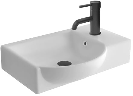Alpenberger Mini Waschbecken I Bad Waschtisch Gäste WC | Keramik Handwaschbecken Klein | Modernes Einbauwaschbecken & Hängewaschbecken | Designer Wand Waschbecken für Moderne Waschplätze
