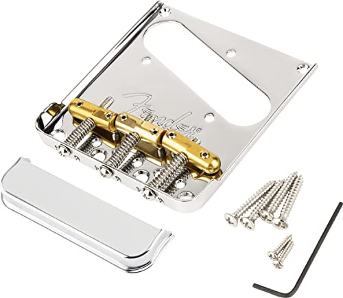 Fender® »3-SADDLE TOP-LOAD/STRING-THROUGH TELE® BRIDGE WITH COMPENSATED BRASS “BULLET” SADDLES« Brücke für E-Gitarre | Finish: Chrome