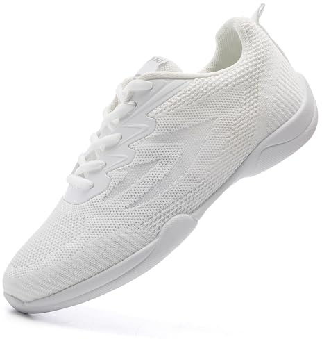 PPXID Girls' Lace-up Cheer Shoes Cheerleading Dance Shoes Women's Sport Training Shoes Loop Mesh White New 6 UK