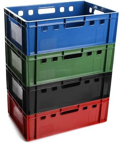 BirnePower Fleischerkiste Fleischkiste Eurofleischerkiste E2 Stapelkiste Kiste Eurobox Lagerkiste Metzgerkiste Box 60x40x20 cm (Rot, 1)