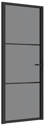 vidaXL Innentür 83x201,5 cm Schwarz ESG-Glas und Aluminium