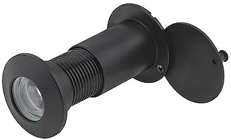 HOJLKLD Judas de porte en laiton massif à 220 degrés, judas de 2,2 cm de diamètre avec couvercle d'intimité pour portes de 3,5 cm à 6,4 cm (noir)