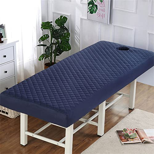 Highdi Bezug für Massageliege mit Loch, Waschbare Beauty Bettbezug Elastisches Massagetische Bezug Weiches Atmungsaktiv Massagebett für Spa, Schönheits- und Gesichtssalon (60x180cm,Marineblau)