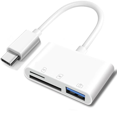 Apple - Lector de tarjetas USB C a SD para iPhone 15/16/17, adaptador de tarjeta de memoria 3 en 1 para cámaras de trail con SD/TF y puerto USB para MacBook Air/Pro, iPad Air/Pro, iMac, Galaxy S25/S24