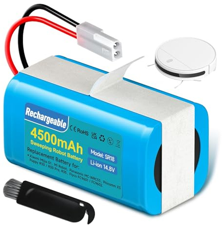Mspalocell 4500mAh Batería para Rowenta RS-RT900866, para Rowenta Tefal Explorer Serie 20 40 50 60, CMICR18650F5, para Xiaomi Mijia G1 E12, H18650CH-4S1P MJSTG1 SKV4136GL Robot Vacuum Cleaner Battery