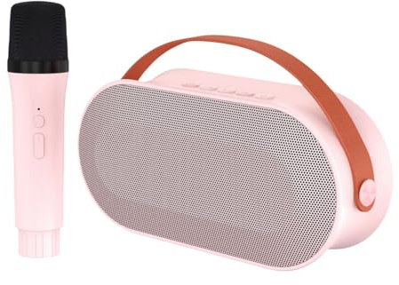 Karaoke Toys for Boys & Girls with 1/2 Microphones,Portable Karaoke Machine with LED Light,Bluetooth Speaker with Wireless Mics,Gifts for Kids & Adults Families Birthday Party (Single Mic,Pink)
