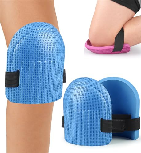 seaNpem Gardening Knee Pads - Sturdy & Comfortable Knee Pads for Work, Construction, Cleaning Floors, Gardening - Men and Women Suitable Kneeling Cushions with Adjustable Elastic Band, 1 Pair (Blue)