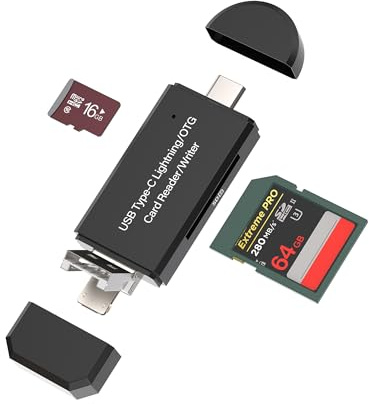 USB-C Micro USB A Lightning zu SD Micro SD Kartenleser 4-in-1 Adapter Card Reader USB C Kabel für Apple für iPhone 15 Pro MAX für iPad MacBook Air Kompakter Flash-Speicher Adapter