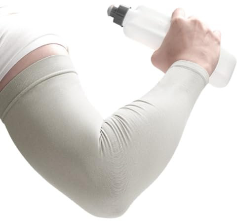 TQQEPOOL Manguitos Protección Solar Para Hombres Y Mujeres,Manguitos Transpirables Que Absorben Humedad,Manguitos Compresión Para Fútbol,Golf Y Voleibol (Color : [Fingerless] Gray, Size : Plus Size)