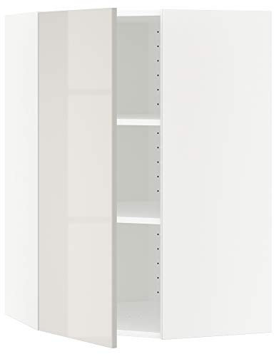 METOD Eckhängeschrank mit Einlegeböden, 68x100 cm, Weiß/Ringhult Hellgrau