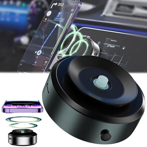 Gqiwub Double-Sided Phone Holder, Innovative Dual Suction Cup and Magnetic Design, Dual Sided Magnetic Phone Holder for All Phones (Black)