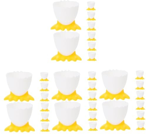 Amosfun 32 Pièces Vaisselle pour Enfants Support D'oeufs à La Coque Porte-Oeuf à La Coque Support à Oeufs De Dessin Animé Tasse De Service D'oeufs Coquetier Poussin Coquetiers Pochés