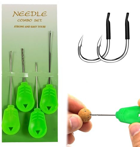 KEPYATI Juego De Herramientas De Aparejos De Pesca De Carpa,Pesca Rig Cebo Aguja Kit,Incluye Aguja De Gancho,Perforador,Extractor De Nudo Y Tijeras De Línea De Trenza De Pesca Para Señuelos De Cebo Pe