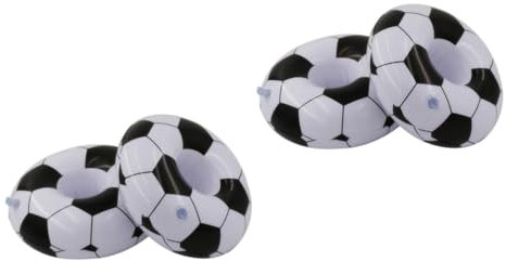 CIYODO 4stücke Aufblasbare Fußball Getränkehalter Floating Drink Holder Für Strand Und Poolpartys Dekorativ Und Praktisch Für Feiern Mit Fußball-Motto