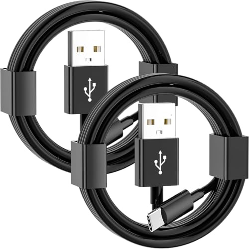 USB C Charger Cable for Samsung (2 Pack), USB A to USB C Car Cables for S25/S24/S23/S22+ fe/S21/S20/A16/A15/A14/A23/A06/A05S/A04/A25/A35/A52/A53/A54/A55, Android Auto Type-c Cord Z Flip 5/4/3/Fold 5