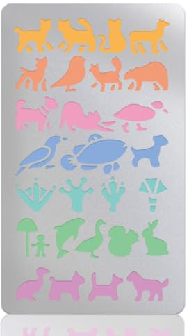 UNICRAFTALE 1 Stück Haustier Metallschablone Süße Tier Malschablone Edelstahl Zeichen Mal Kunstschablone Katzen Hunde Vogel Schablone Wiederverwendbare Zeichenvorlage Für Scrapbooking Tagebuch Journal