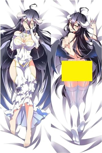 JNLIFT Anime Kissenbezug für Overlord Albedo,Anpassung Hochwertiges Full-Body Umarmungskissen Bezug,Beidseitiger Hochauflösender Seitenschläferkissen Bezug,Peachskin-150x50cm