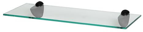 Harbour Housewares Schwebendes Badezimmerregal aus Glas - 50cm - Klar/Schwarz - 1x Wandmontage Küche Schlafzimmer Dusche Zimmer Dekor Caddie Handtuch Lagerung Veranstalter Regale Gestell mit Klammern