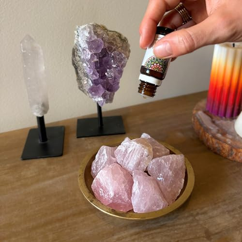 LAVISA Edelstein Aroma Diffuser für Aromatherapie Duftöl, ätherisches öl mit natürlichen Kristallen (Rosenquarz, Sandelholz)