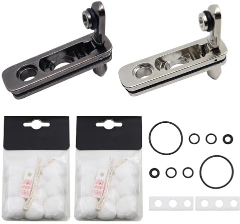 CONNECTION 2 Stück Zubehör für Zippo Feuerzeuge Docht für Zippo Ersatzteile | Silber+Schwarz Einsatz Metallssockel Ersatzteile für Zippo Feuerzeug mit 2 Watte, Anti Verdunstungszubehör Dichtung
