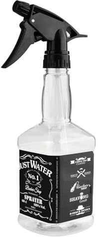 HA Cosmetics Professional Barber Spray Bottle, Whiskey-Style Design, 650ml, 3 Colour Options, Black/Brown/Clear (Clear)