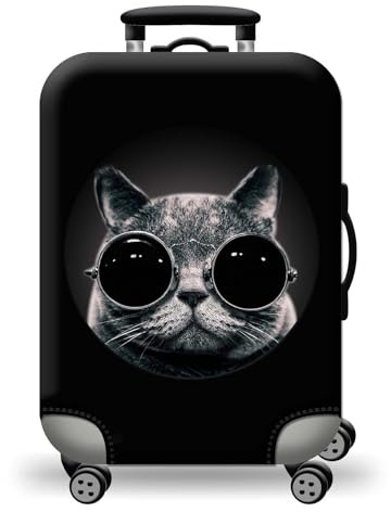 wxlmom Kofferschutzhülle XL Sonnenbrille Katze Waschbar,Suitcase Cover Für Kinder Und Erwachsene,Elastischer Spandex-Koffer-Protector,Koffer-Abdeckungen