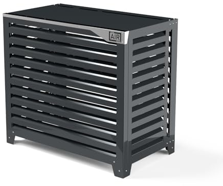 Box Air Klima Big Blade XL Anthrazit – Außen-Klimaanlage aus Aluminiumverbundstoff und Rahmen aus Edelstahl 316, Bodenmontage, 115 × 103 × 65 cm – Abdeckung für Wärmepumpen