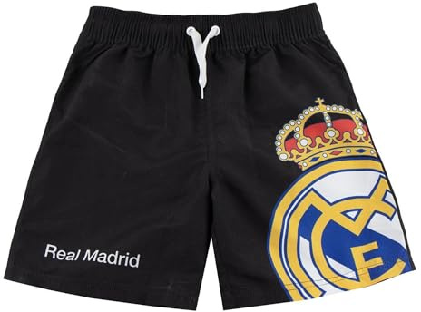Bermuda de Baño Real Madrid para Niños, Pantalón de Natación Oficial y Secado Rápido | Bañador Infantil con Escudo del Club para Playa y Piscina