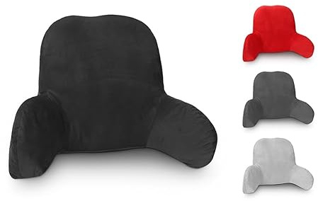 Reading Pillows for Bed Cuddle Cushion Reading Cushion for Bed Adult Super Soft Cosy Pillow with Arms Support Pillows for Sitting up in Beds Teddy Pillow for Adults (Black)