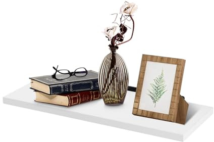 1-layer Wandregal, Wandregal Weiß, Schweberegal 40 x 15 x 1.5 cm, Weiß Wand Regal, Schwebendes Regal, Modern Einfach Wandboard, Regal Wand Geeignet für Schlafzimmer, Küchen, Büros, Wohnzimmer usw