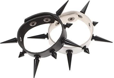 Gatuida 2 pièces Bracelet Punk Cuir avec Clous de Bracelets Spiked PU pour Hommes et Femmes Style Gothique et Original pour Événements Spéciaux Noir et Blanc