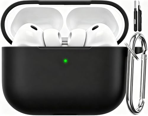 TNSNK Silicone per AirPods Pro 3 Case Cover, A10-Black | Morbido, leggero, antiscivolo, antigraffio, ricarica cablata/wireless. Pennello pulitore + chiavetta.