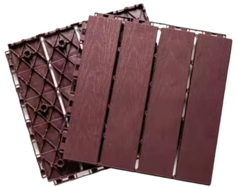 Pavimento in finto legno for esterni, in plastica, for terrazza, balcone, bagno, giardino, cortile, mosaico ecologico 30x30cm Per la pavimentazione esterna(4Pcs Brown)