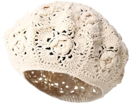 Besforta Damen-Beanie-Mütze, gehäkelt, lässig, handgefertigt, gestrickt, Blumenmuster, Baumwolle, Cutout, Sommermütze