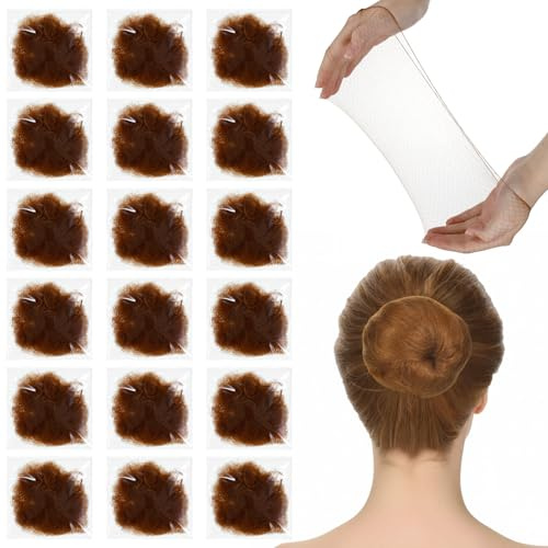 Hair Nets, 35 Pcs Invisible Hair Net for Buns, 20 Inch Nylon Elastic Lightweight Mesh Wig Nets Hairnet Hairs Accessories for Women Men Ballet, Food Service Workers, Kitchen Daily Styling (Brown)