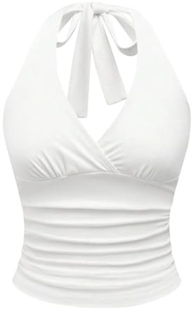 Générique Tank Top Débardeurs Casual Corset Haut sans Manches Débardeur Élégant Cocktail Top Glamour Soirée Haut À Bretelles pour Les Fêtes Blanc XS