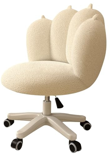 Ergonomisk kontorsstol, kontorsstol, datorskrivbordsstol, hopfällbar arbetsstol av lammull, roterbar, bekväm skrivbordsstol för hem/arbetsrum/kontor