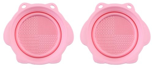 Voyoo Paint Brush Cleaner Mat, Foldable Silicone Paint Brush Cleaner Bowl, Portable Cleaning Tool for Paintbrush, Pink