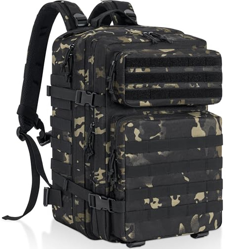 Militär taktisk ryggsäck (20 L/25 L/35 L/40 L/45 L/50 L), MOLLE ryggsäck för män och kvinnor, armé Assult kamouflage jakt dagväska 3 dagars insektsväska laptopväska för vandring, resor, camping och