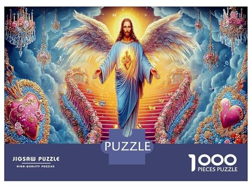 Cristo Celestial 1000 Pieza Stairs Luz Stock De Cartas Premium Rompecabezas Conjunto Presente Divertido Regalo Decoración De Paredes Idea 70x50cm/1000pcs