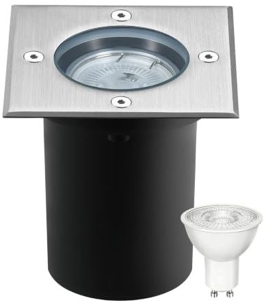 Goodia Bodenstrahler Außen Schwenkbar GU10 Bodenspots Außen IP67 230V | Wasserdicht Bodeneinbaustrahler Aussen Gartenbeleuchtung für Garten Balkon Auffahrt Bis zu 2000 kg Belastbar Warmweiß