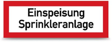 Betriebsausstattung24 Hinweisschild Einspeisung Sprinkleranlage - Aluminium, geprägt - 29,7 x 10,5 cm - DIN 4066 (D1) - Schild Feuerwehr