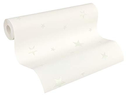 A.S. Création tapisserie papier peint - enfant étoilé lumineux en blanc pour chambre d'enfant - en 10,05 m x 0,53 m