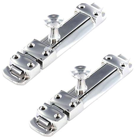 Golden Grace Security Slide Door Bolt, Polished Chrome, 100mm, Pack of 2 | Includes matching screws for easy setup, offering a slimline profile and metal build to reinforce home security.
