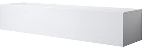 MB Muebles Bonitos, Mobile TV Sospeso a Parete Luke H2, Melamina, Finitura Lucida, Bianco, 160x30x40cm